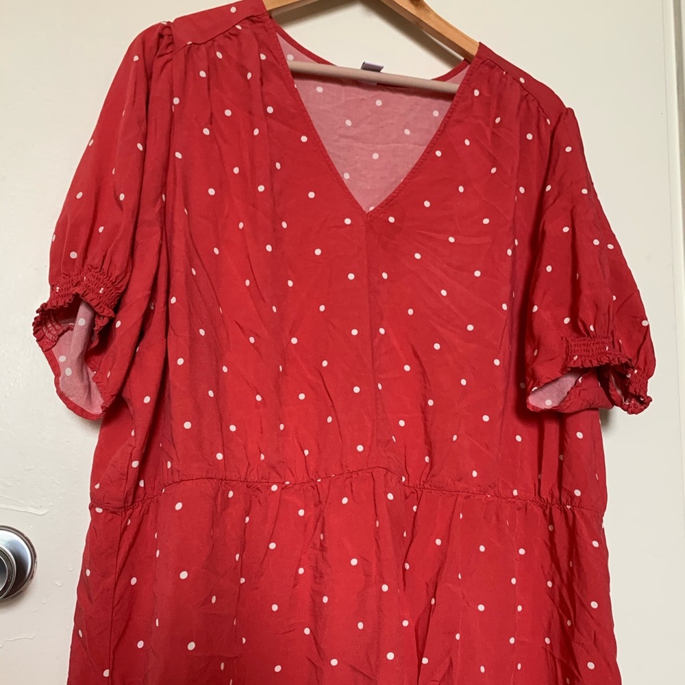 Polka Dot Blouse—Deep Coral